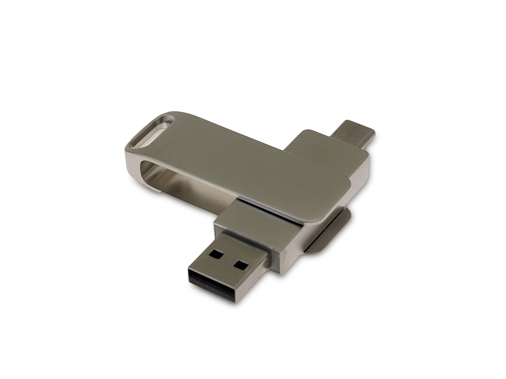 USB 3.0- флешка на 16 Гб с поворотным механизмом и дополнительным разъемом Type-C